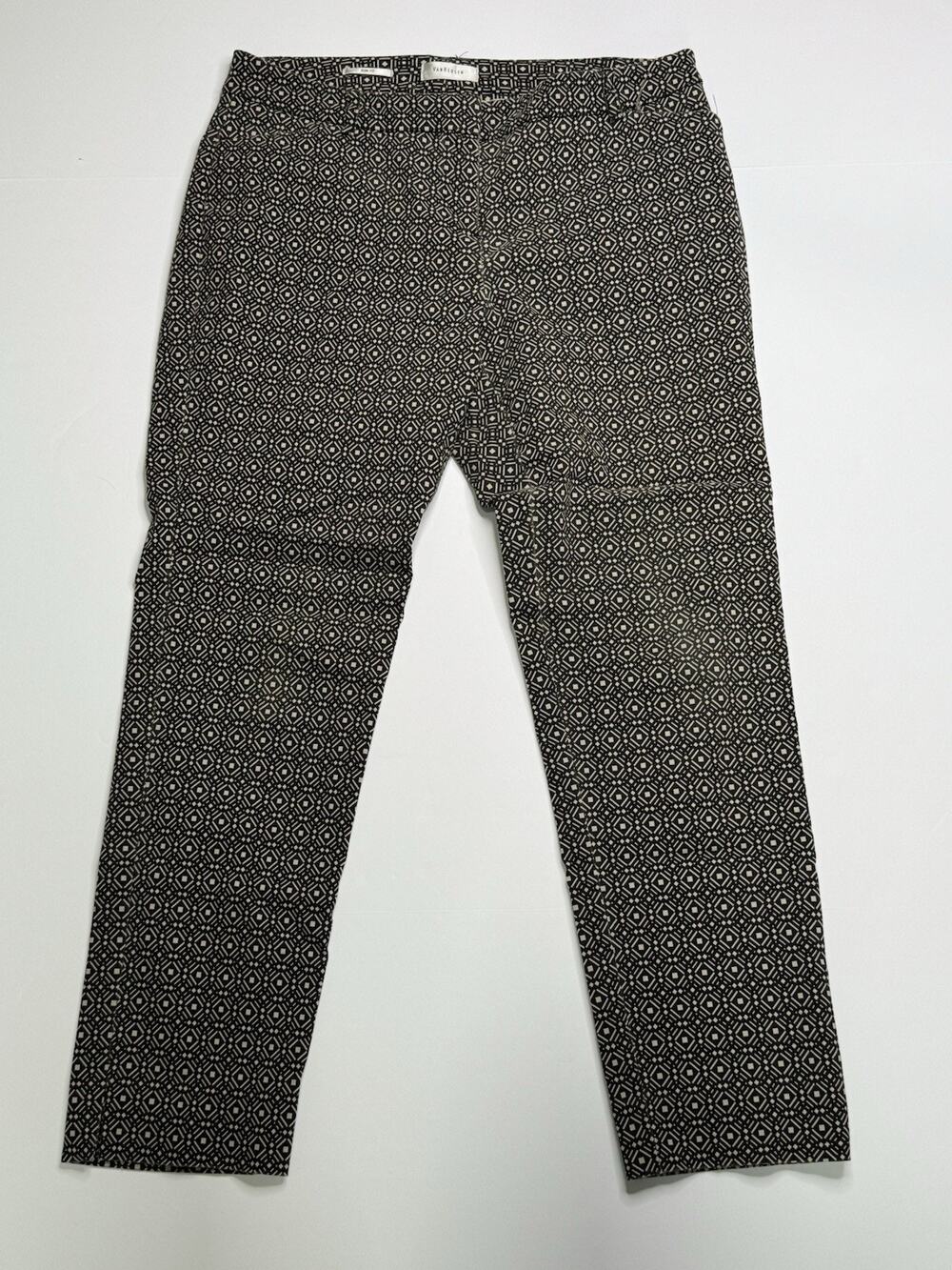 Van Heusen Women’s Size 8 Slim Fit Stretch Geometric Black Beige Dress Pants